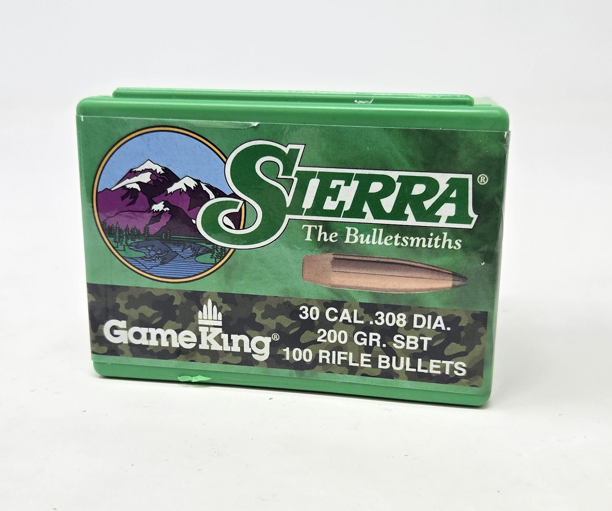 Sierra 30 Cal 308 Dia Reloading Bullets Gameking SRAA2165 200 Grain Boat Tail Spitzer Soft Point 100 Pieces