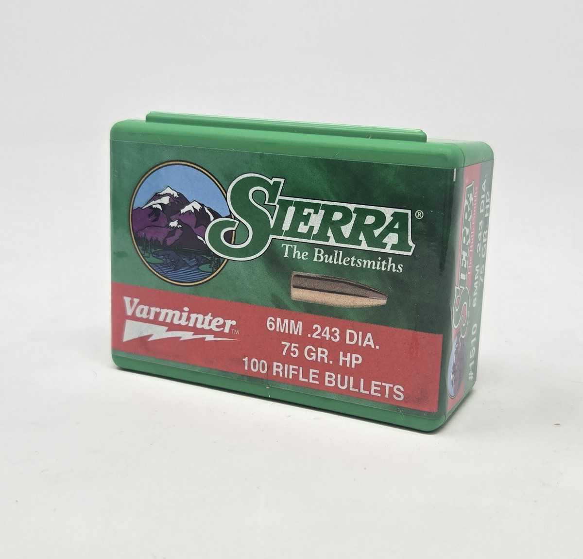 Sierra 6mm (.243 Dia) Reloading Bullets Varminter SRAA1510 75 Grain Flat Base Hollow Point 100 Pieces