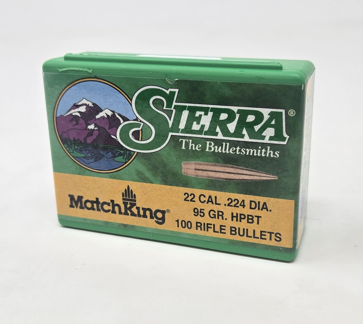 Sierra 22 Cal 224 Dia Reloading Bullets Matchking SRAA1396 95 Grain Hollow Point Boat Tail 100 Pieces