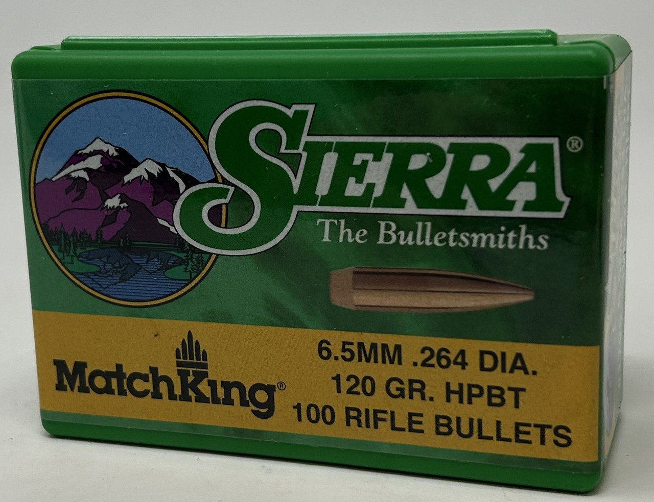 Sierra 65mm 264 Dia Reloading Bullets Matchking SRAA1725 120 Grain Hollow Point Boat Tail 100 Pieces
