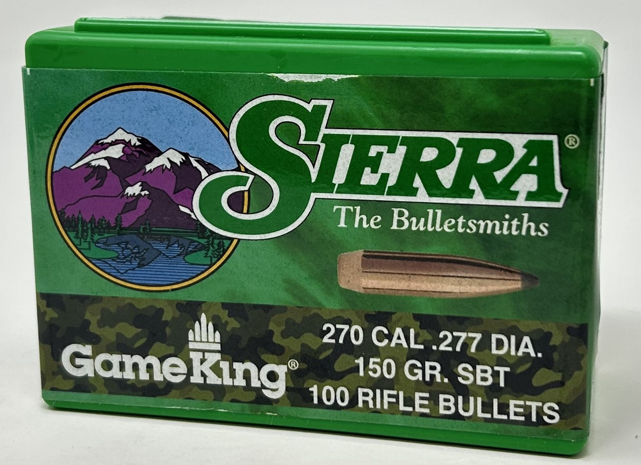 Sierra 270 Cal 277 Dia Reloading Bullets Gameking SRAA1840 150 Grain Boat Tail Spitzer Soft Point 100 Pieces