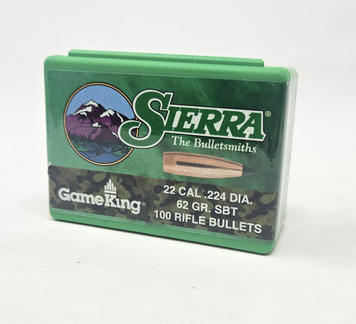 Sierra 22 Cal (.224 Dia) Reloading Bullets Gameking SRAA9362 62 Grain Boat Tail Spitzer Soft Point 100 Pieces