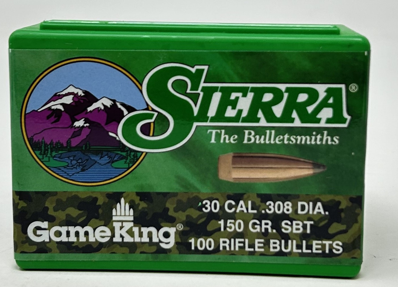 Sierra 30 Cal (.308 Dia) Reloading Bullets Gameking SRAA2125 150 Grain Boat Tail Spitzer Soft Point 100 Pieces