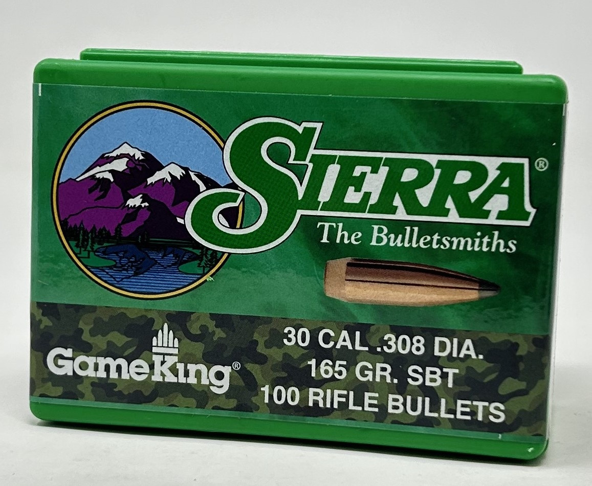 Sierra 30 Cal 308 Dia Reloading Bullets Gameking SRAA2145 165 Grain Boat Tail Spitzer Soft Point 100 Pieces
