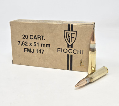 Fiocchi 7.62x51mm Ammunition FI762X51 147 Grain Full Metal Jacket