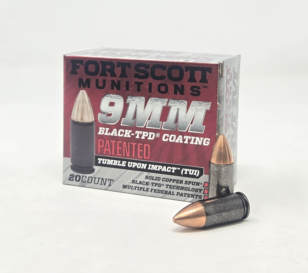 9mm Ammo - Fort Scott Munitions Ammo Black TPD Coated Tumble Upon Impact SC Spun Fort Scott Munitions Black TPD Coated Tumble Upon Impact SC Spun Ammo