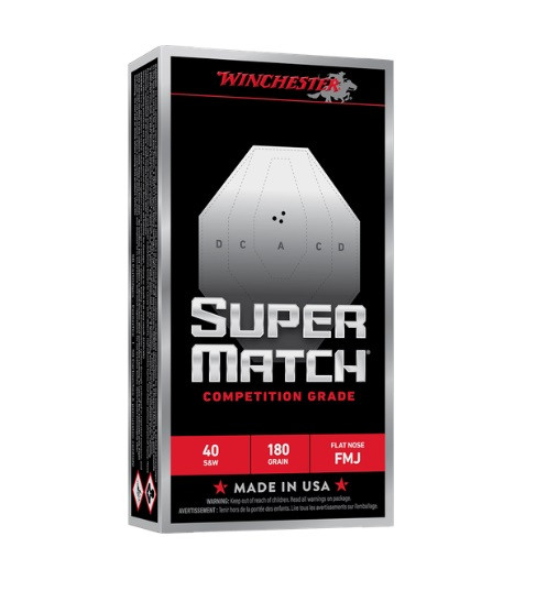 40 S&W Ammo - Winchester Ammo Super Match Flat Nose FMJ Winchester Super Match Flat Nose FMJ Ammo