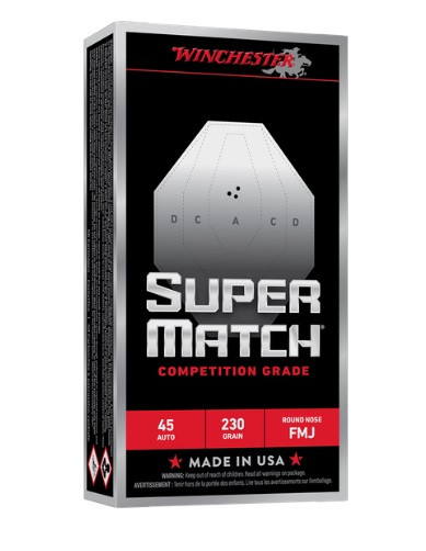 45 ACP/Auto Ammo - Winchester Ammo Super Match FMJ RN Winchester Super Match FMJ RN Ammo