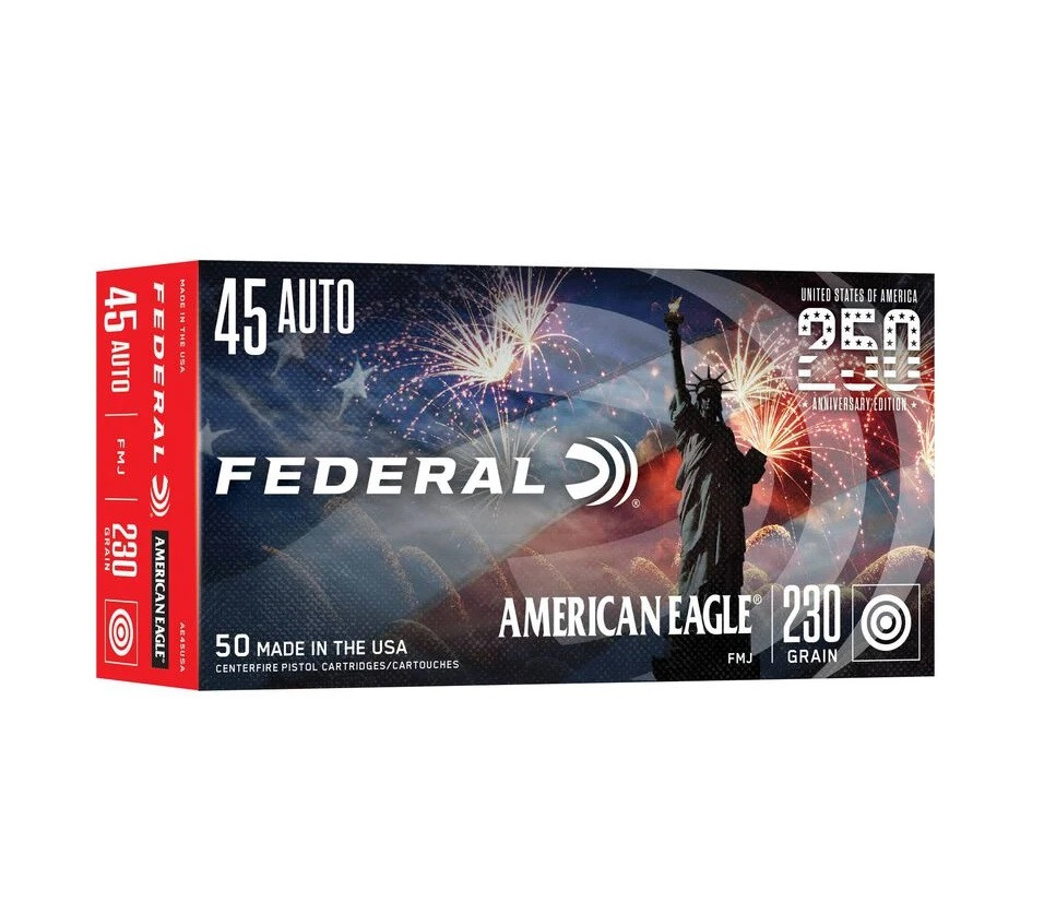 45 ACP/Auto Ammo - Federal America Eagle Ammo USA Anniversary FMJ Federal America Eagle USA Anniversary FMJ Ammo