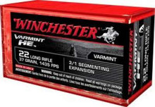 Winchester 22LR Varmint HE Ammunition S22LRFSP 37 gr Segmenting Expansion Hollow Point 50 rounds