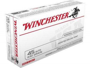 Winchester 45 Auto Ammunition USA45JHP 230 Grain Jacketed Hollow Point 50 rounds