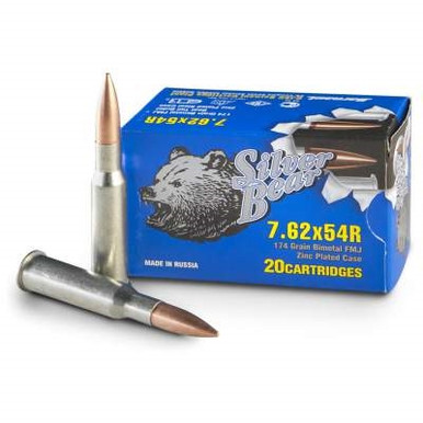 Silver Bear 7.62x54mm Rimmed Russian Ammunition 174 Grain Full