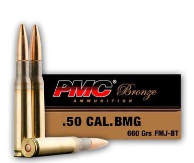 PMC 50 BMG Ammunition Bronze PMC50A 660 Grain Full Metal