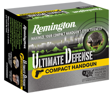 Remington 45 ACP Ammunition Ultimate Defense Compact CHD45APBN 230 Grain Brass Jacket Hollow Point 20 Rounds