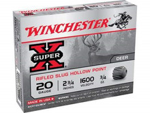 Winchester 20 Gauge Ammunition Super-X X20RSM5 2-3/4" Rifled Slug 3/4oz 1600fps 5 Rounds