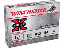 Winchester 12 Gauge Ammunition XB12L4 3-1/2" Buffered #4 Buckshot 54 Pellets 1050fps 5 rounds