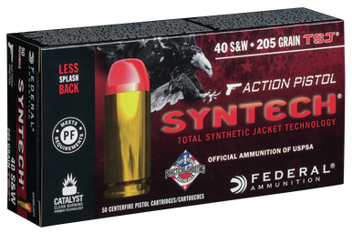 Federal 40 S&W Action Pistol Ammunition American Eagle AE40SJAP1 205 Grain Synthetic Jacket 50 Rounds