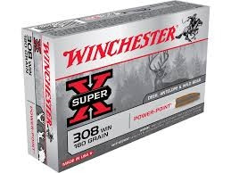 Winchester 308 Win Ammunition Super-X X3086 180 Grain Power-Point Case of 200 Rounds