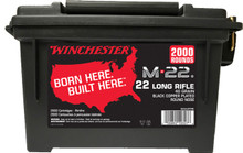 Winchester 22 LR Ammunition S22LRTPB 40 Grain Black Copper Plated Round Nose Ammo Can of 2000 Rounds