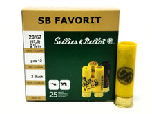 Sellier & Bellot 20 Gauge Ammunition SB20BSA 2-5/8” 2 Buck 12 Pellets 25 Rounds