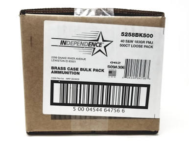 CCI 40 S&W Ammunition Independence 5258BK500 180 Grain Full Metal