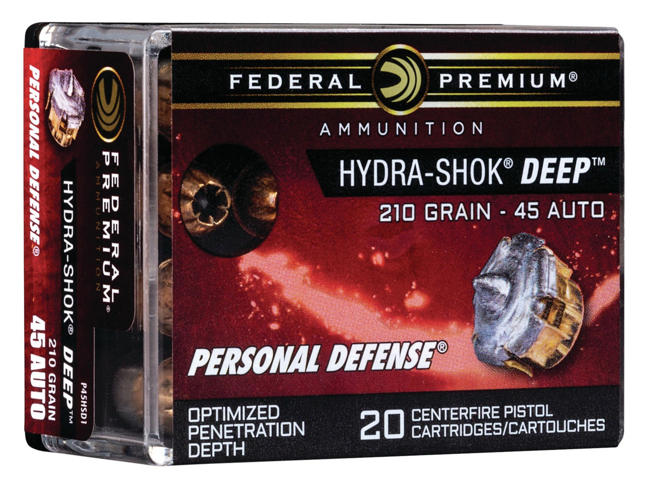 45 ACP/Auto Ammo - Federal Ammo Personal Defense P Hydra-Shok Deep HP Federal Personal Defense P Hydra-Shok Deep HP Ammo