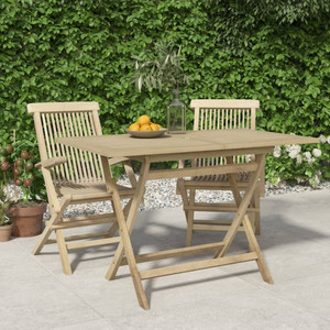  Folding Patio Table Gray 47.2"x27.6"x29.5" Solid Wood Teak A949-362763