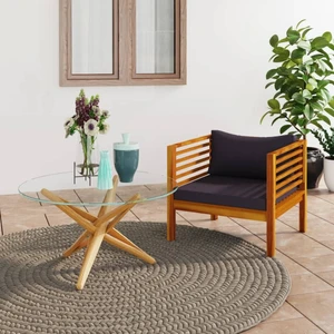  Patio Chair with Dark Gray Cushions Solid Acacia Wood A949-316293