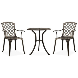  3 Piece Bistro Set Cast Aluminum Bronze A949-315591