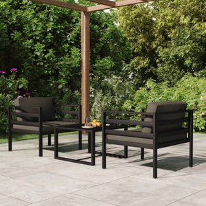  3 Piece Patio Lounge Set with Cushions Aluminum Anthracite A949-3107780
