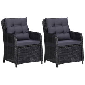 Patio Chairs 2 pcs with Cushions Poly Rattan Black A949-46548