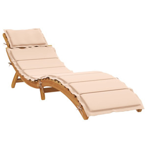 Sun Lounger with Cushion Beige Solid Wood Acacia A949-367635