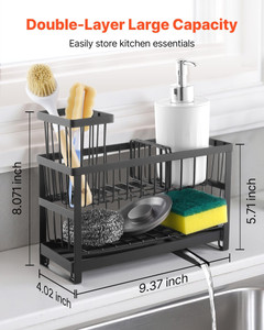 Kitchen Sink Caddy Organizer, 2 Tier Sponge Holder for Kitchen Sink with High Brush Holder & Divide E415-HMJTMSBXGDH0QOF3O001V0