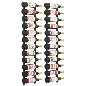  Wall Mounted Wine Racks for 12 Bottles 2 pcs Black Iron A949-282467