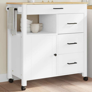  Kitchen Trolley MONZA 33.1"x15.7"x34.8" Solid Wood Pine A949-376111