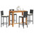  5 Piece Patio Bar Set Black Solid Wood Acacia and Poly Rattan A949-3295278