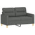  2 Piece Sofa Set with Cushions Dark Gray Fabric A949-3201601
