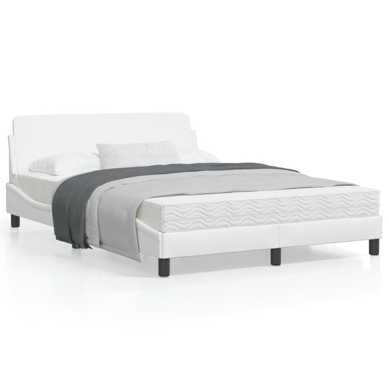  Bed Frame "Dover" White 53.9"x74.8" Faux Leather A949-373286