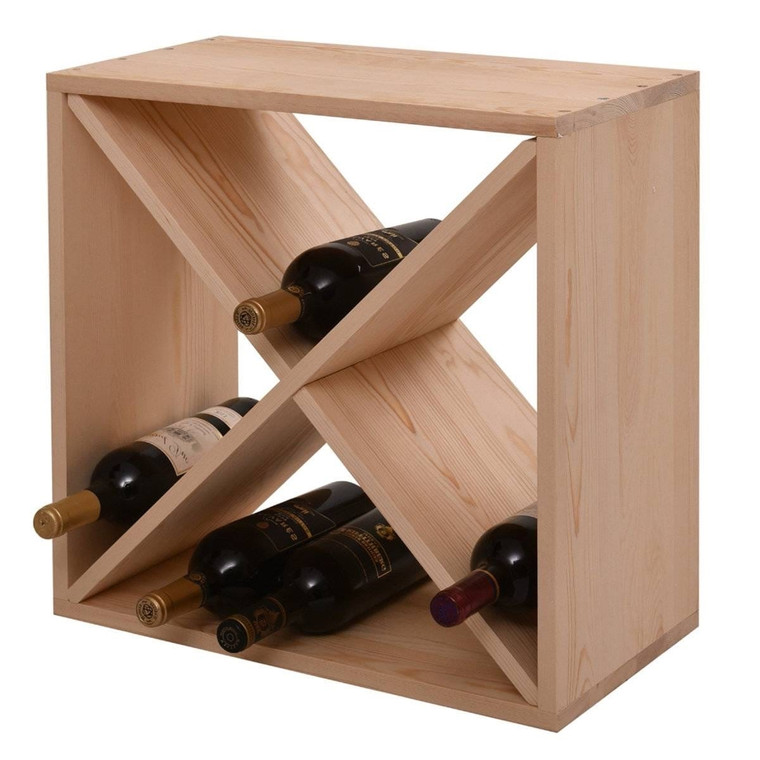 24 Bottle Solid Wood Stackable Modular Wine Rack Q280-MDOCS771982