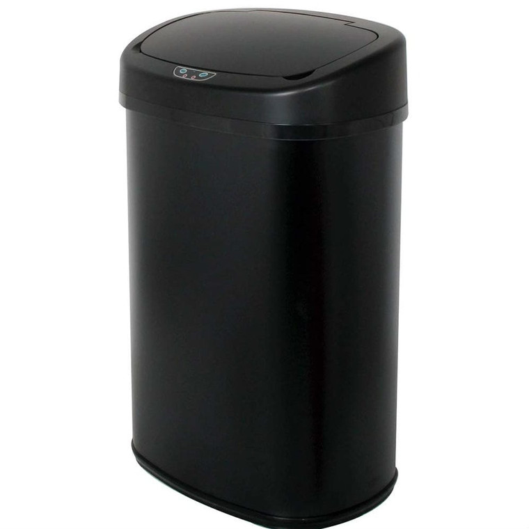 Black 13-Gallon Kitchen Trash Can with Touch Free Motion Sensor Lid Q280-BTC428397415