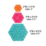 55011 - AccuQuilt Die - Hexagon 1″, 1.5″, 2.5″ cut sides 55011 - AccuQuilt Die - Hexagon 1″, 1.5″, 2.5″ cut sides