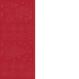 Linen Cotton Christmas Sashiko Panel in Red | per 50cm panel