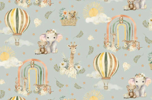 Wild Animal Allover Blue | Mini Menagerie by Audrey Jeanne Roberts | per 10 cm