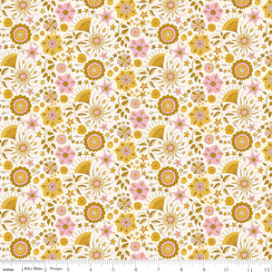 Festive Florals in Yellow | Summer Fair by Liberty | per 10cm