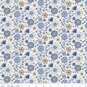 Festive Florals in Blue | Summer Fair by Liberty | per 10cm