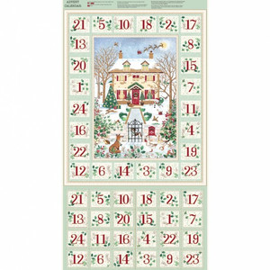 Country Christas Advent Panel in Teal | Makower Uk by Andover Fabrics