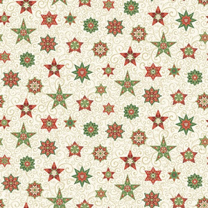 Adorn Star Cream | Makower Uk by Andover Fabrics | per 10 cm