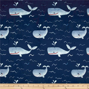 Minky Whales in Navy | Michael Miller | per 10cm