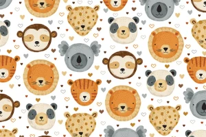Heads Up Animal Minky in White | per 10cm