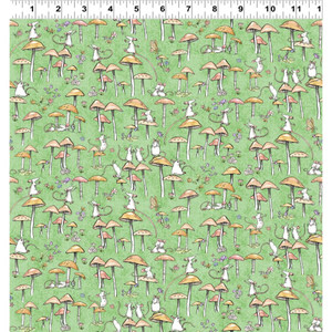 Mouseplay by Anita Jeram | Mushroom Dance in Green | per 10cm